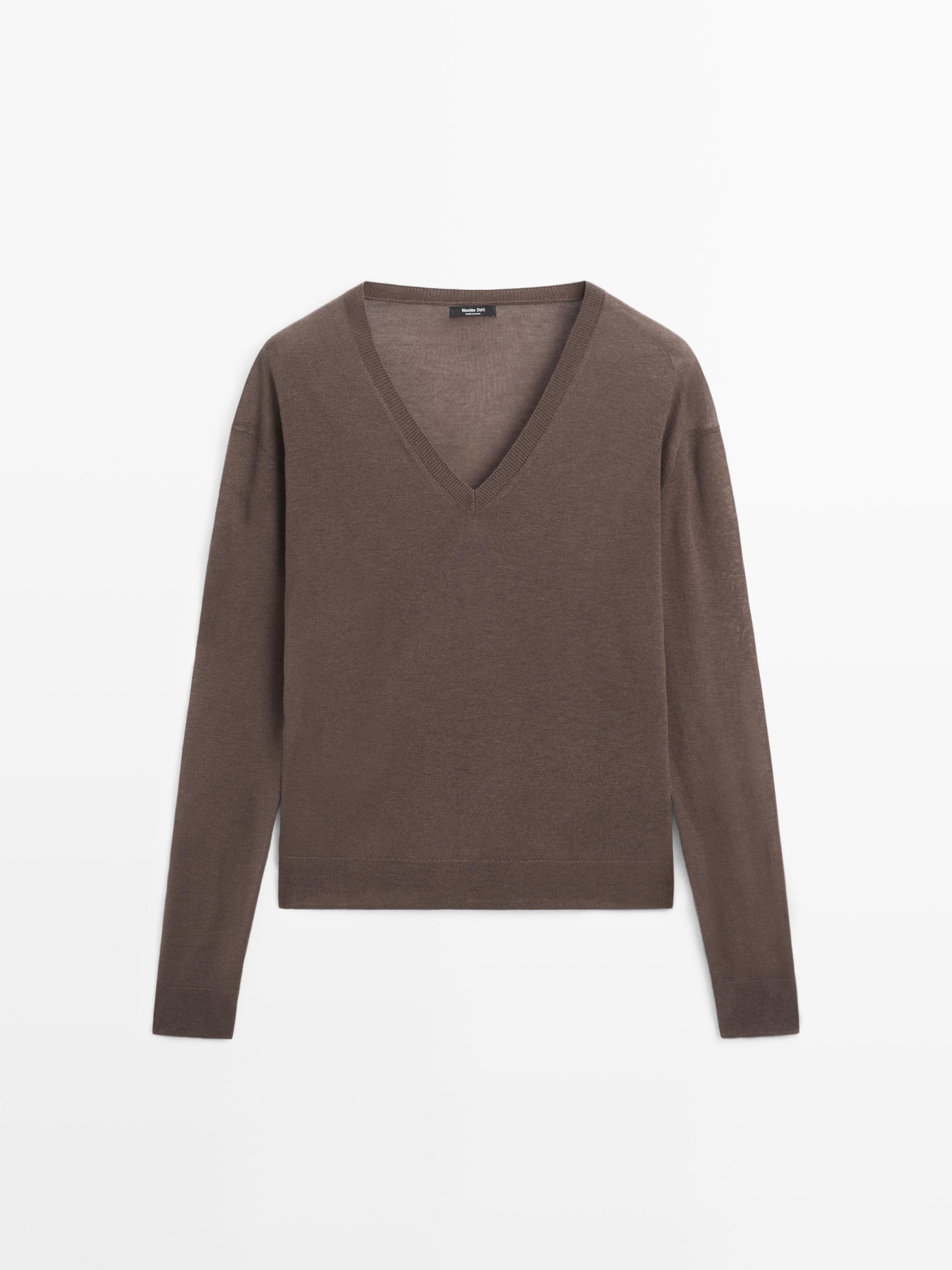 Silk and wool blend knit sweater